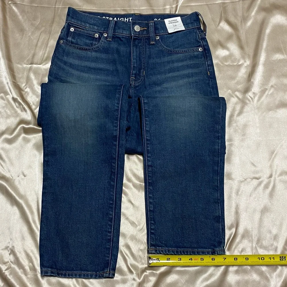 New J. Crew High Rise Classic Straight Leg Jeans Blue Denim Women’s Size 26 - Picture 14 of 15